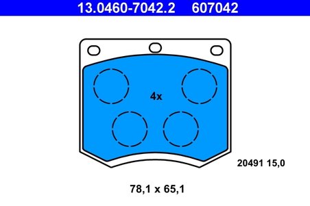 SET PLACUTE FRANA ATE 13.0460-7042.2 - Compatibil cu FORD, HYUNDAI