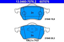 SET PLACUTE FRANA ATE 13.0460-7076.2 - Compatibil cu FORD, SEAT, VW