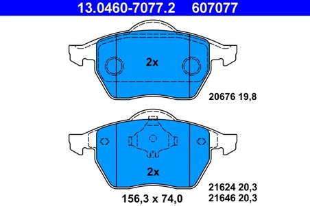 SET PLACUTE FRANA ATE 13.0460-7077.2 - Compatibil cu AUDI, VW