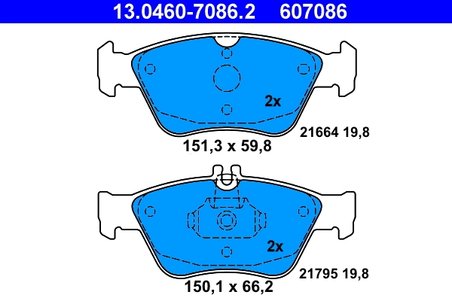 SET PLACUTE FRANA ATE 13.0460-7086.2 - Compatibil cu MERCEDES-BENZ