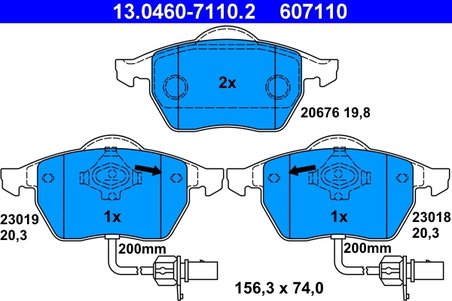 Set placute frana ATE 13.0460-7110.2