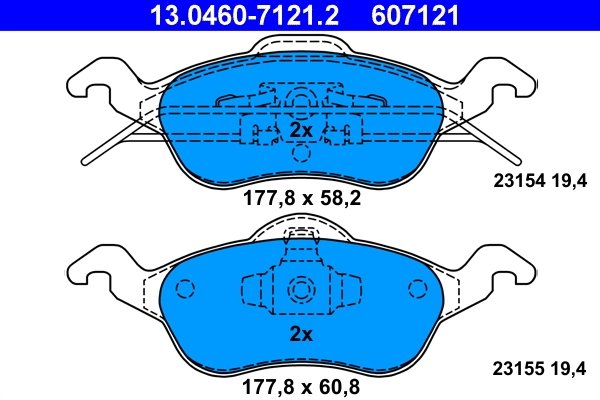 SET PLACUTE FRANA ATE 13.0460-7121.2 - Compatibil cu FORD