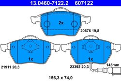 SET PLACUTE FRANA ATE 13.0460-7122.2 - Compatibil cu AUDI, SEAT, SKODA, VW