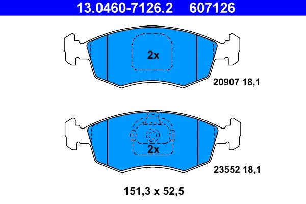 SET PLACUTE FRANA ATE 13.0460-7126.2 - Compatibil cu FIAT