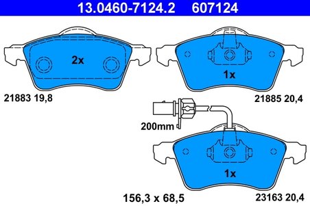 SET PLACUTE FRANA ATE 13.0460-7124.2 - Compatibil cu VW