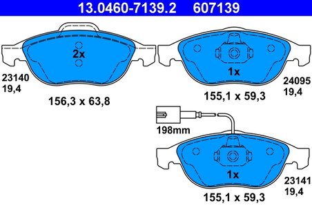 SET PLACUTE FRANA ATE 13.0460-7139.2 - Compatibil cu ALFA ROMEO, LANCIA
