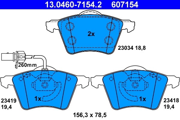 SET PLACUTE FRANA ATE 13.0460-7154.2 - Compatibil cu FORD, SEAT, VW