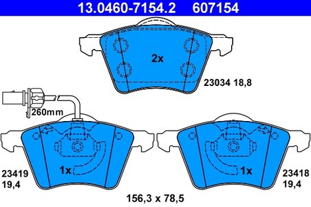 SET PLACUTE FRANA ATE 13.0460-7154.2 - Compatibil cu FORD, SEAT, VW