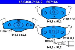 SET PLACUTE FRANA ATE 13.0460-7164.2 - Compatibil cu SKODA, VW