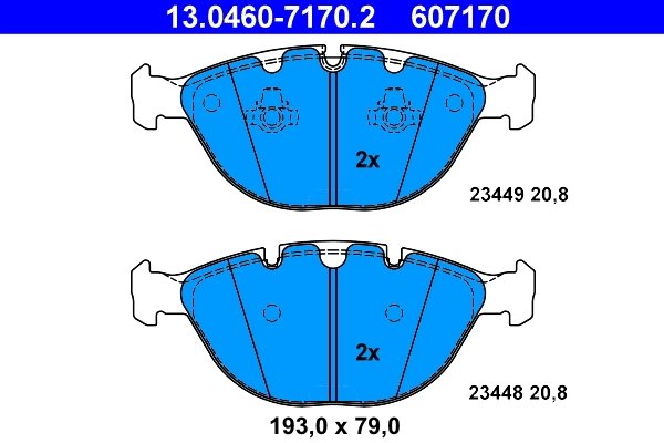 SET PLACUTE FRANA ATE 13.0460-7170.2 - Compatibil cu BMW