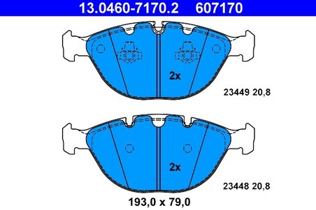 SET PLACUTE FRANA ATE 13.0460-7170.2 - Compatibil cu BMW