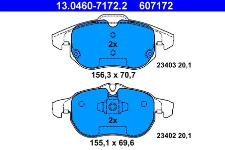 SET PLACUTE FRANA ATE 13.0460-7172.2 - Compatibil cu CHEVROLET, FIAT, OPEL, SAAB, VAUXHALL