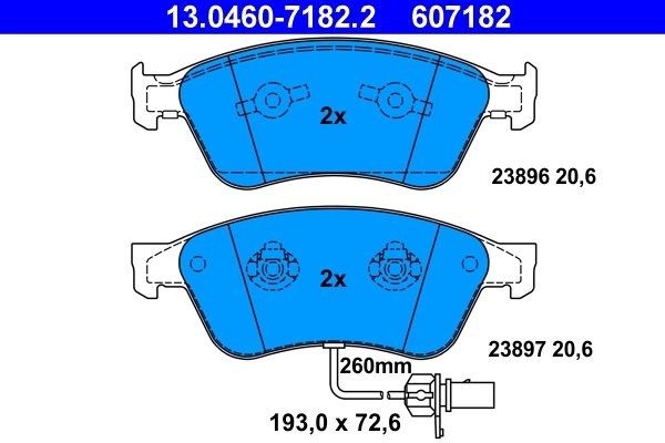 SET PLACUTE FRANA ATE 13.0460-7182.2 - Compatibil cu AUDI, VW