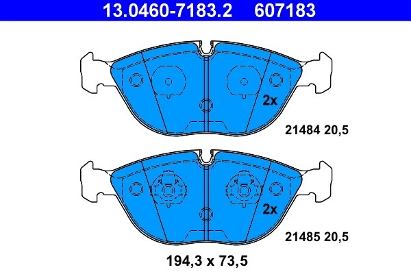 SET PLACUTE FRANA ATE 13.0460-7183.2 - Compatibil cu AUDI, BENTLEY, BMW, CHRYSLER, MERCEDES-BENZ, ROLLS-ROYCE, VW