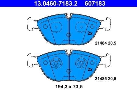 SET PLACUTE FRANA ATE 13.0460-7183.2 - Compatibil cu AUDI, BENTLEY, BMW, CHRYSLER, MERCEDES-BENZ, ROLLS-ROYCE, VW