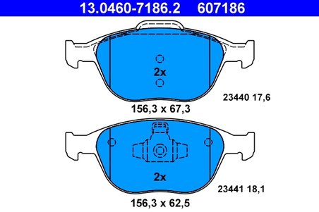 SET PLACUTE FRANA ATE 13.0460-7186.2 - Compatibil cu FORD