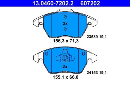SET PLACUTE FRANA ATE 13.0460-7202.2 - Compatibil cu PEUGEOT