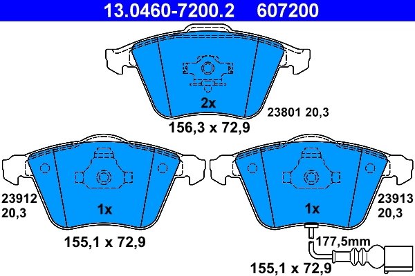 Set placute frana ATE 13.0460-7200.2