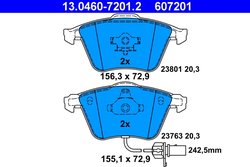 SET PLACUTE FRANA ATE 13.0460-7201.2 - Compatibil cu AUDI, SEAT