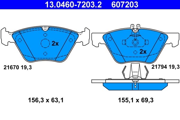 SET PLACUTE FRANA ATE 13.0460-7203.2 - Compatibil cu MERCEDES-BENZ