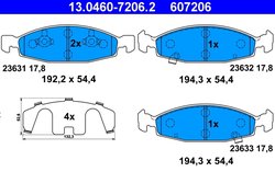 SET PLACUTE FRANA ATE 13.0460-7206.2 - Compatibil cu JEEP