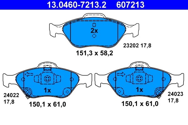 SET PLACUTE FRANA ATE 13.0460-7213.2 - Compatibil cu DAIHATSU, TOYOTA