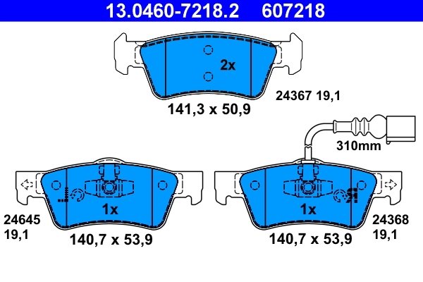 SET PLACUTE FRANA ATE 13.0460-7218.2 - Compatibil cu VW