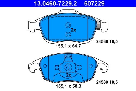 Set placute frana ATE 13.0460-7229.2