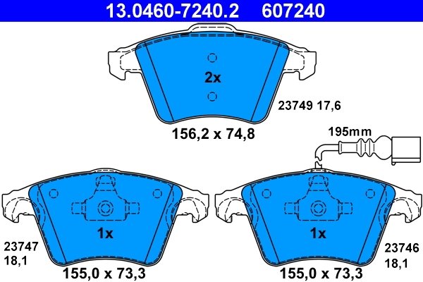 Set placute frana ATE 13.0460-7240.2