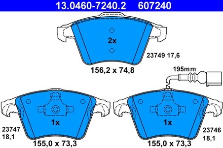 Set placute frana ATE 13.0460-7240.2