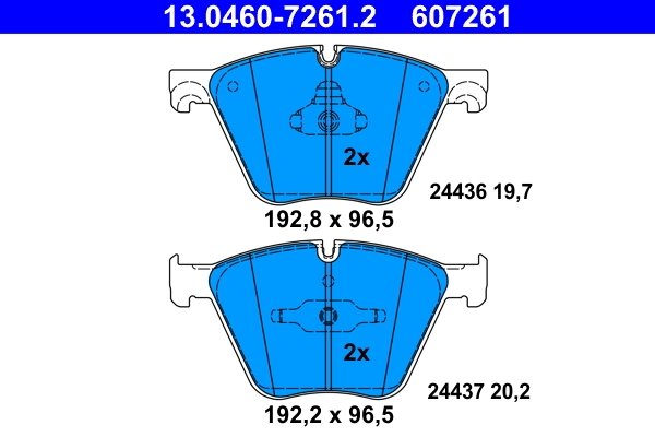 SET PLACUTE FRANA ATE 13.0460-7261.2 - Compatibil cu BMW
