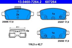 SET PLACUTE FRANA ATE 13.0460-7264.2 - Compatibil cu CHEVROLET, OPEL, VAUXHALL