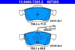 SET PLACUTE FRANA ATE 13.0460-7265.2 - Compatibil cu CHRYSLER, FIAT, LANCIA, OPEL, VAUXHALL