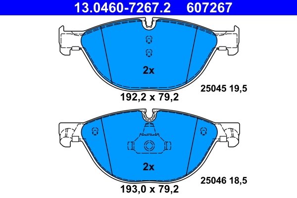 SET PLACUTE FRANA ATE 13.0460-7267.2 - Compatibil cu BMW