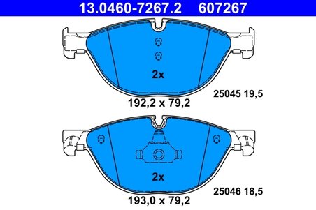 SET PLACUTE FRANA ATE 13.0460-7267.2 - Compatibil cu BMW