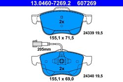 Set placute frana ATE 13.0460-7269.2
