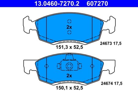SET PLACUTE FRANA ATE 13.0460-7270.2 - Compatibil cu DACIA, RENAULT