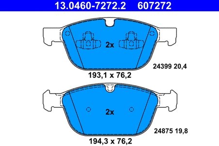 SET PLACUTE FRANA ATE 13.0460-7272.2 - Compatibil cu VOLVO