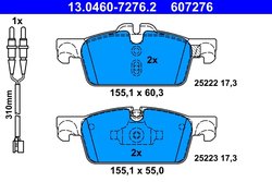SET PLACUTE FRANA ATE 13.0460-7276.2 - Compatibil cu PEUGEOT