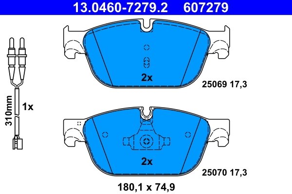 SET PLACUTE FRANA ATE 13.0460-7279.2 - Compatibil cu CITROEN, DS, PEUGEOT