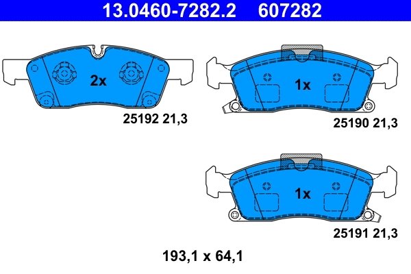SET PLACUTE FRANA ATE 13.0460-7282.2 - Compatibil cu JEEP, MERCEDES-BENZ