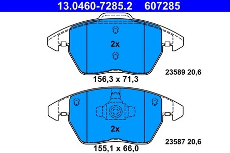 SET PLACUTE FRANA ATE 13.0460-7285.2 - Compatibil cu AUDI, SEAT, VW