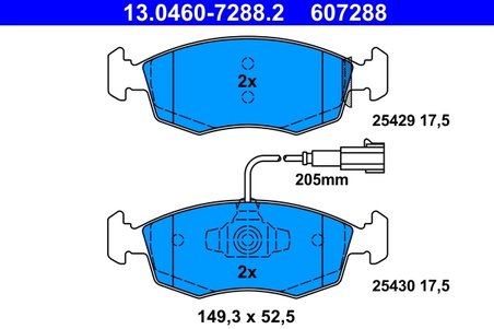 SET PLACUTE FRANA ATE 13.0460-7288.2 - Compatibil cu FIAT