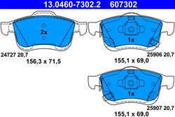 SET PLACUTE FRANA ATE 13.0460-7302.2 - Compatibil cu FIAT