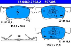 SET PLACUTE FRANA ATE 13.0460-7308.2 - Compatibil cu OPEL, VAUXHALL