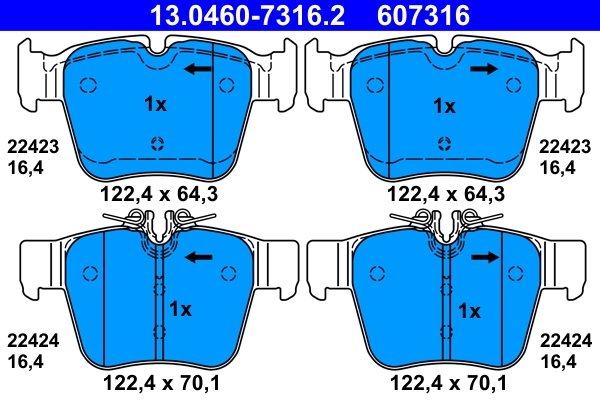 SET PLACUTE FRANA ATE 13.0460-7316.2 - Compatibil cu MERCEDES-BENZ
