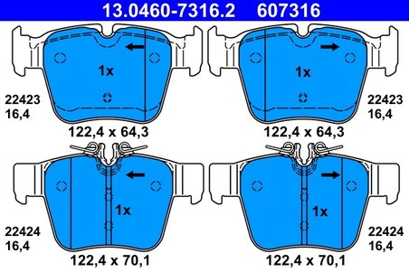 SET PLACUTE FRANA ATE 13.0460-7316.2 - Compatibil cu MERCEDES-BENZ