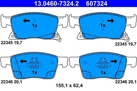 SET PLACUTE FRANA ATE 13.0460-7324.2 - Compatibil cu CHEVROLET, OPEL, VAUXHALL