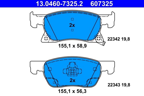 SET PLACUTE FRANA ATE 13.0460-7325.2 - Compatibil cu CHEVROLET, OPEL, VAUXHALL