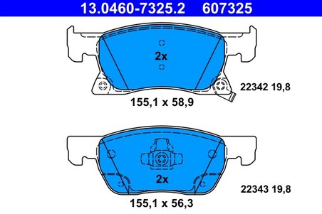 SET PLACUTE FRANA ATE 13.0460-7325.2 - Compatibil cu CHEVROLET, OPEL, VAUXHALL